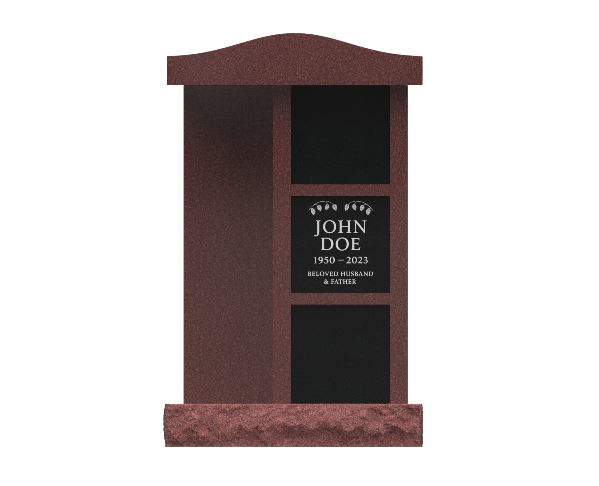 3-Niche Granite Columbarium with Arched Top