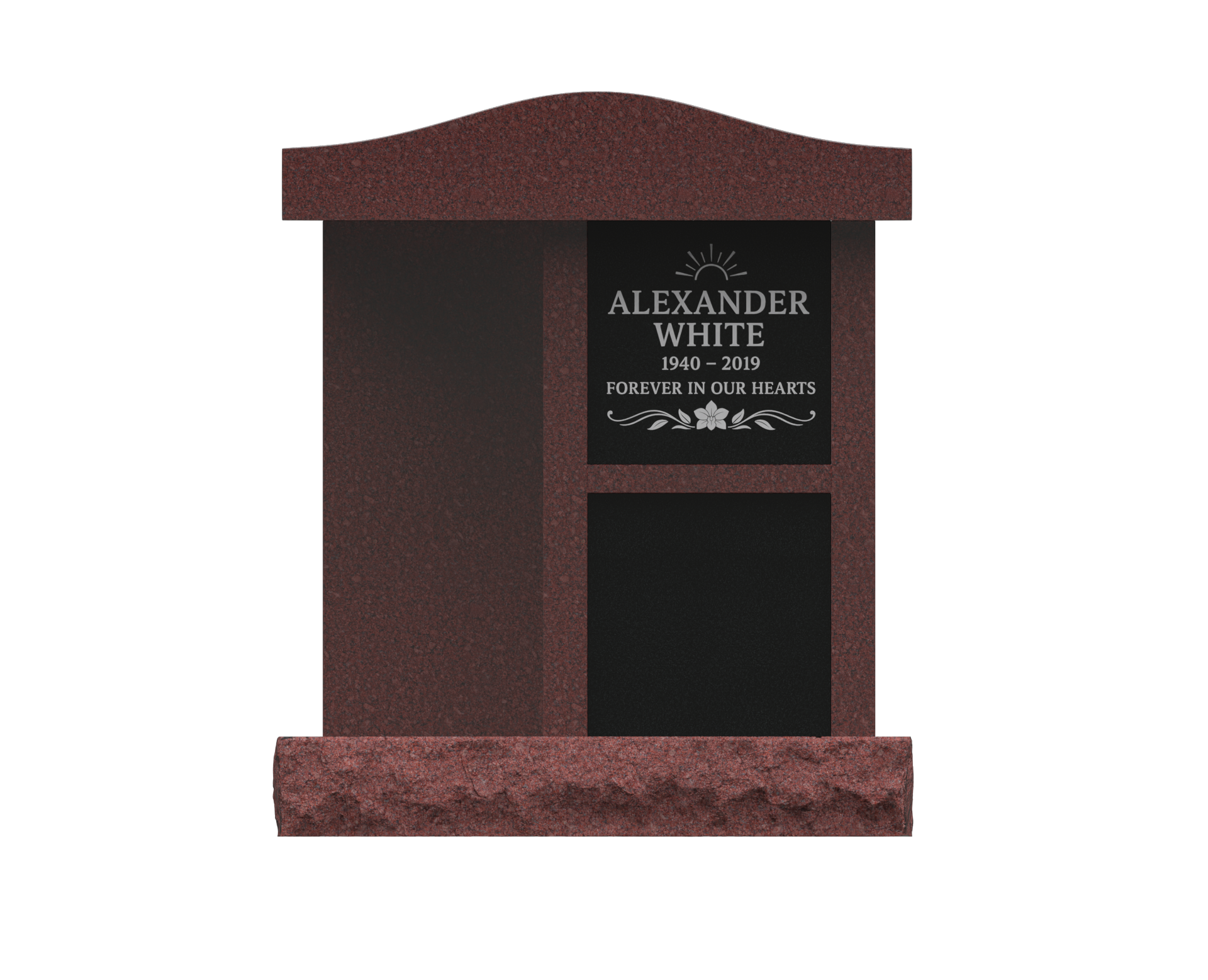 Compact 2-Niche Granite Cremation Niche Monument