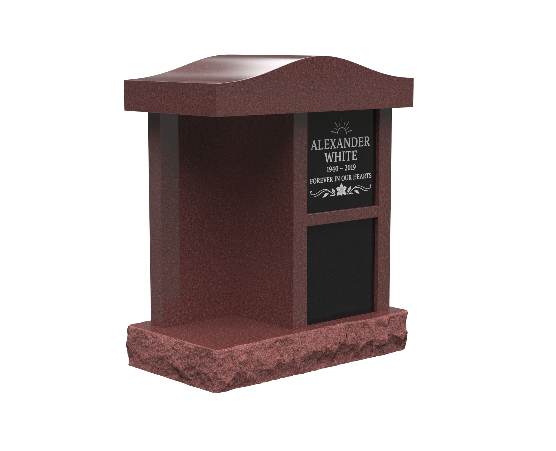 Compact 2-Niche Granite Cremation Niche Monument