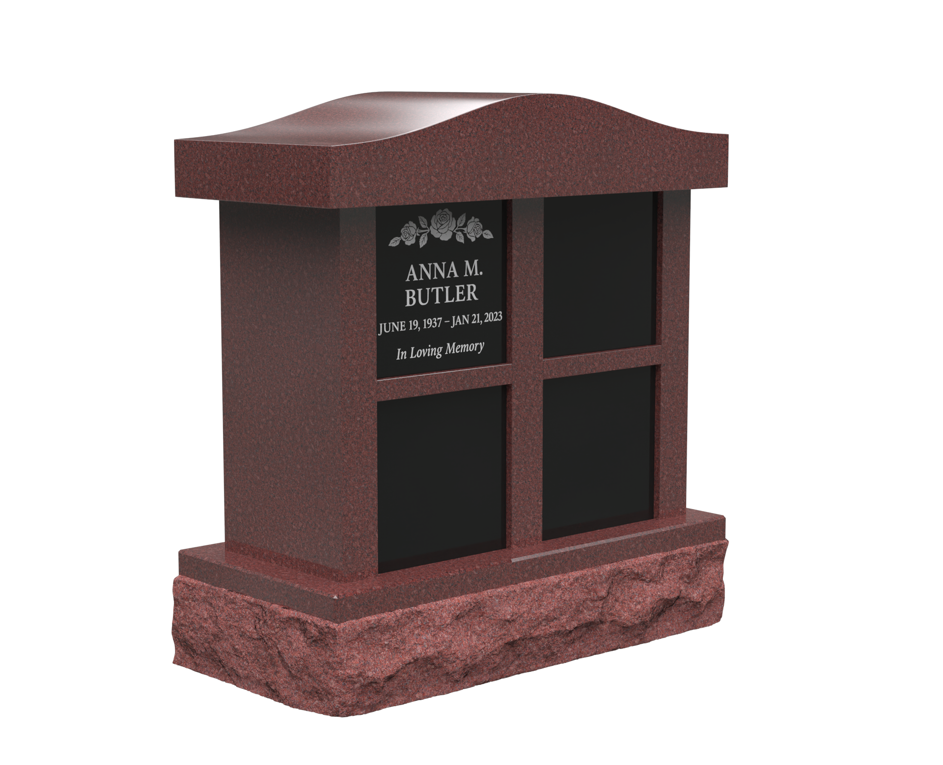 4-Niche Granite Columbarium with Arched Top