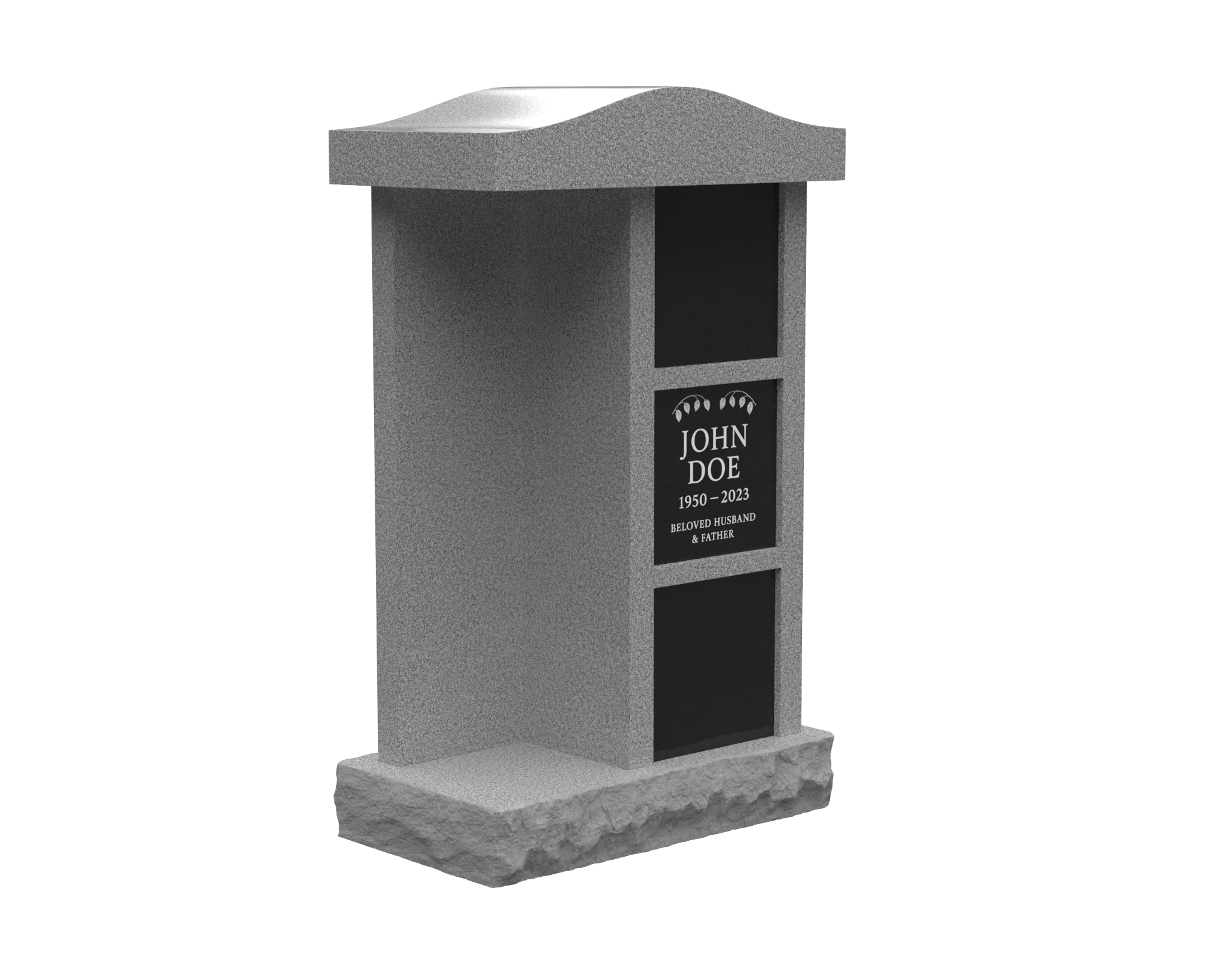 3-Niche Granite Columbarium with Arched Top