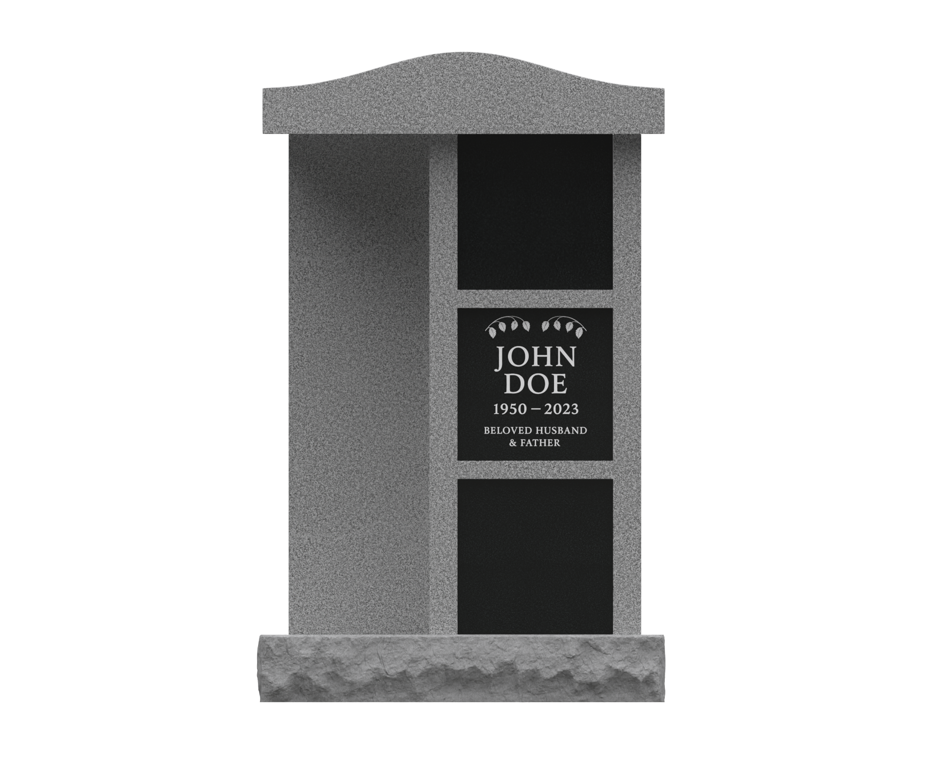 3-Niche Granite Columbarium with Arched Top