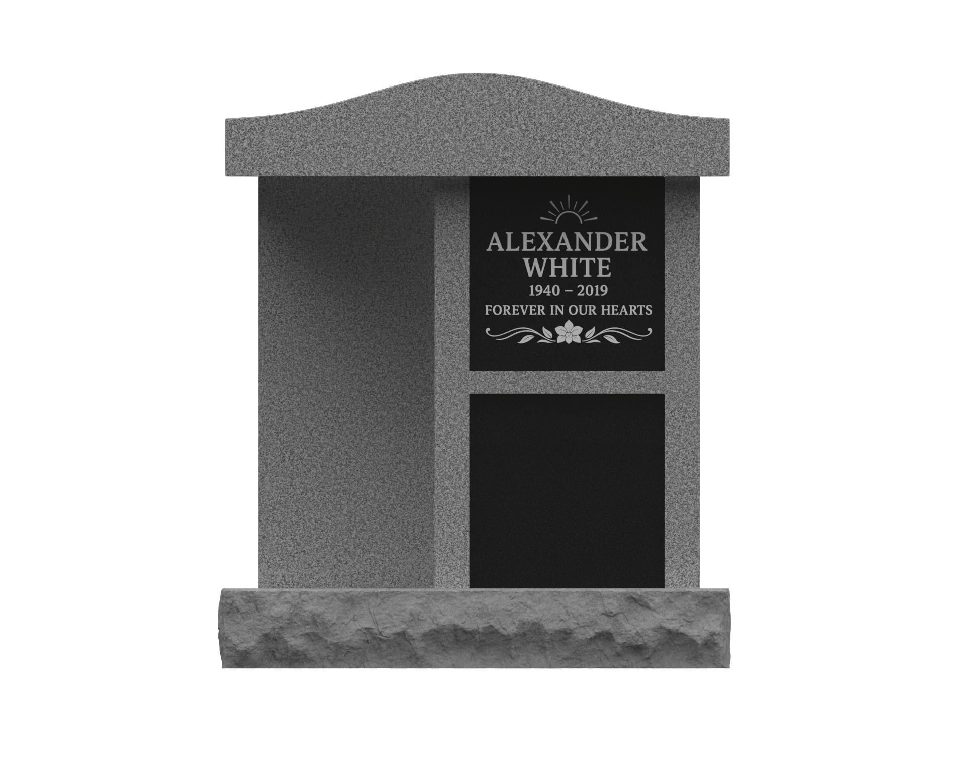 Compact 2-Niche Granite Cremation Niche Monument
