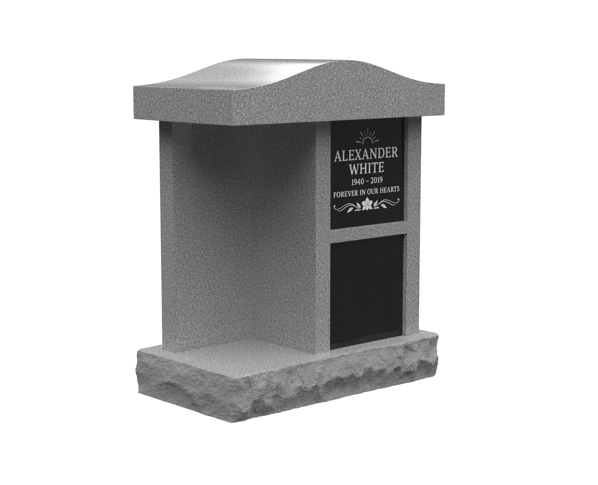 Compact 2-Niche Granite Cremation Niche Monument