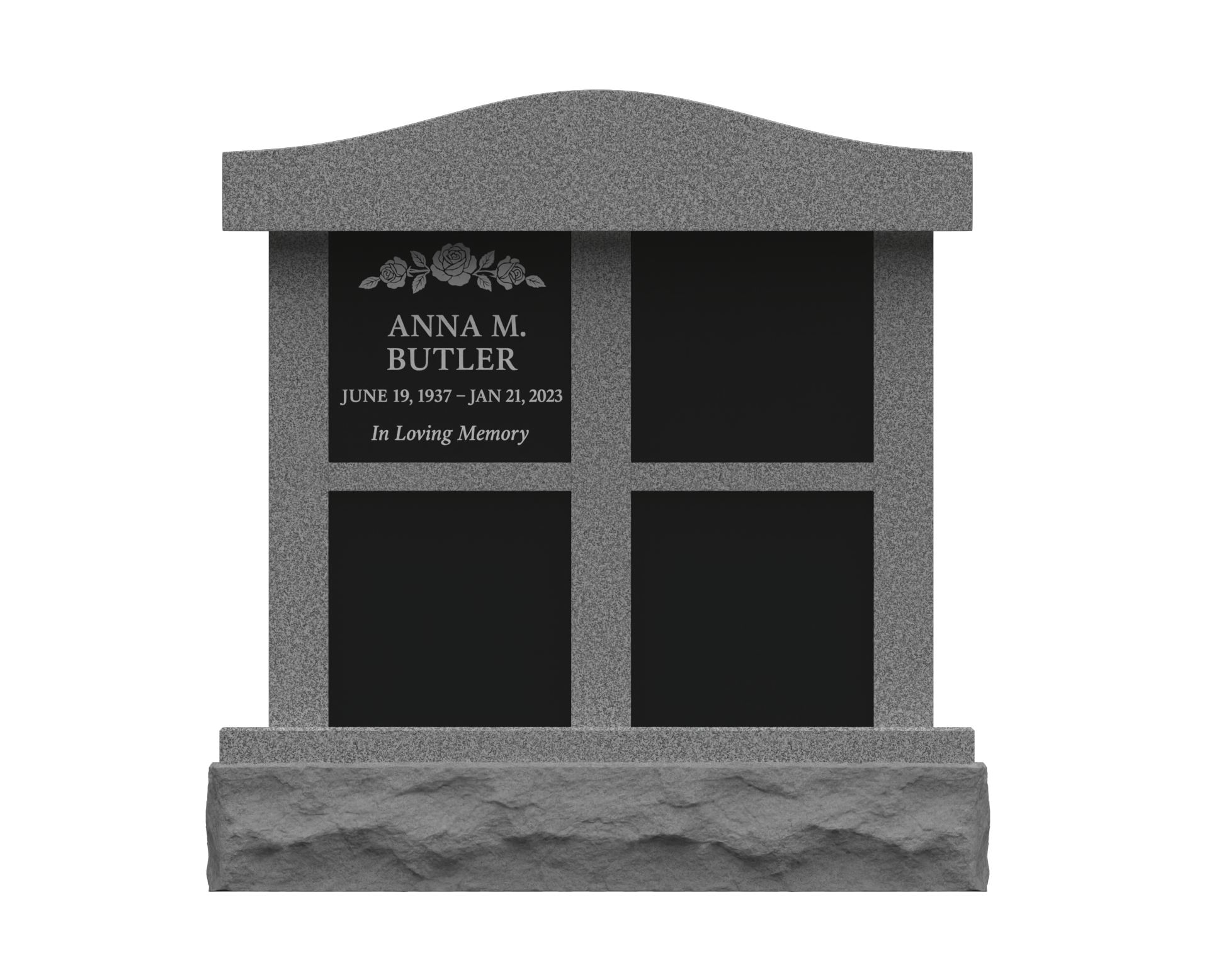 4-Niche Granite Columbarium with Arched Top