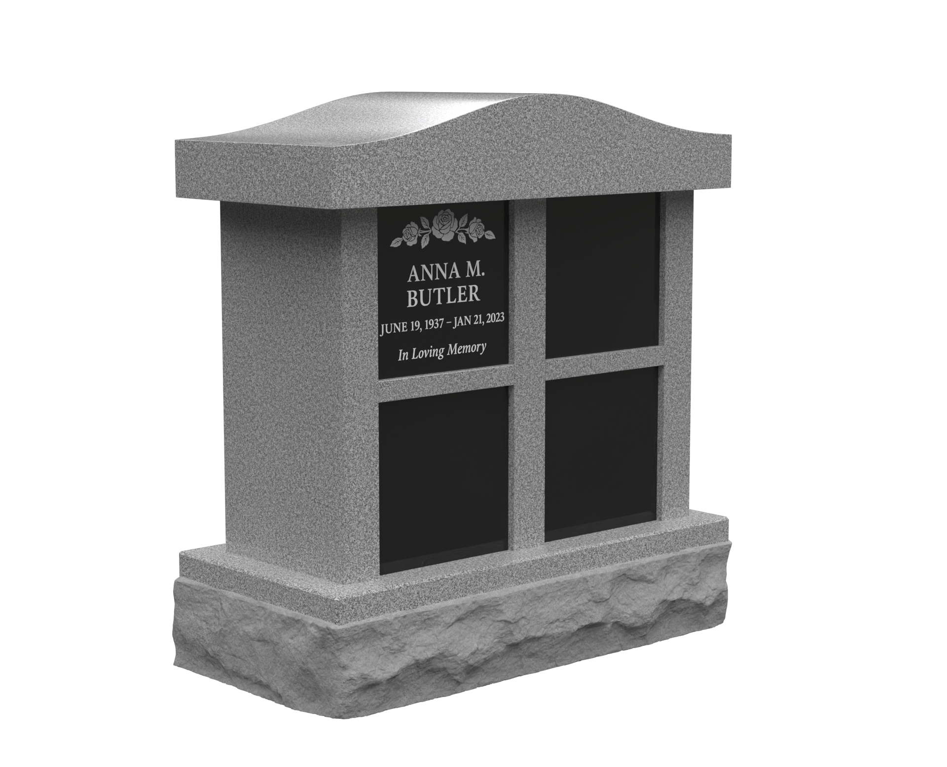 4-Niche Granite Columbarium with Arched Top