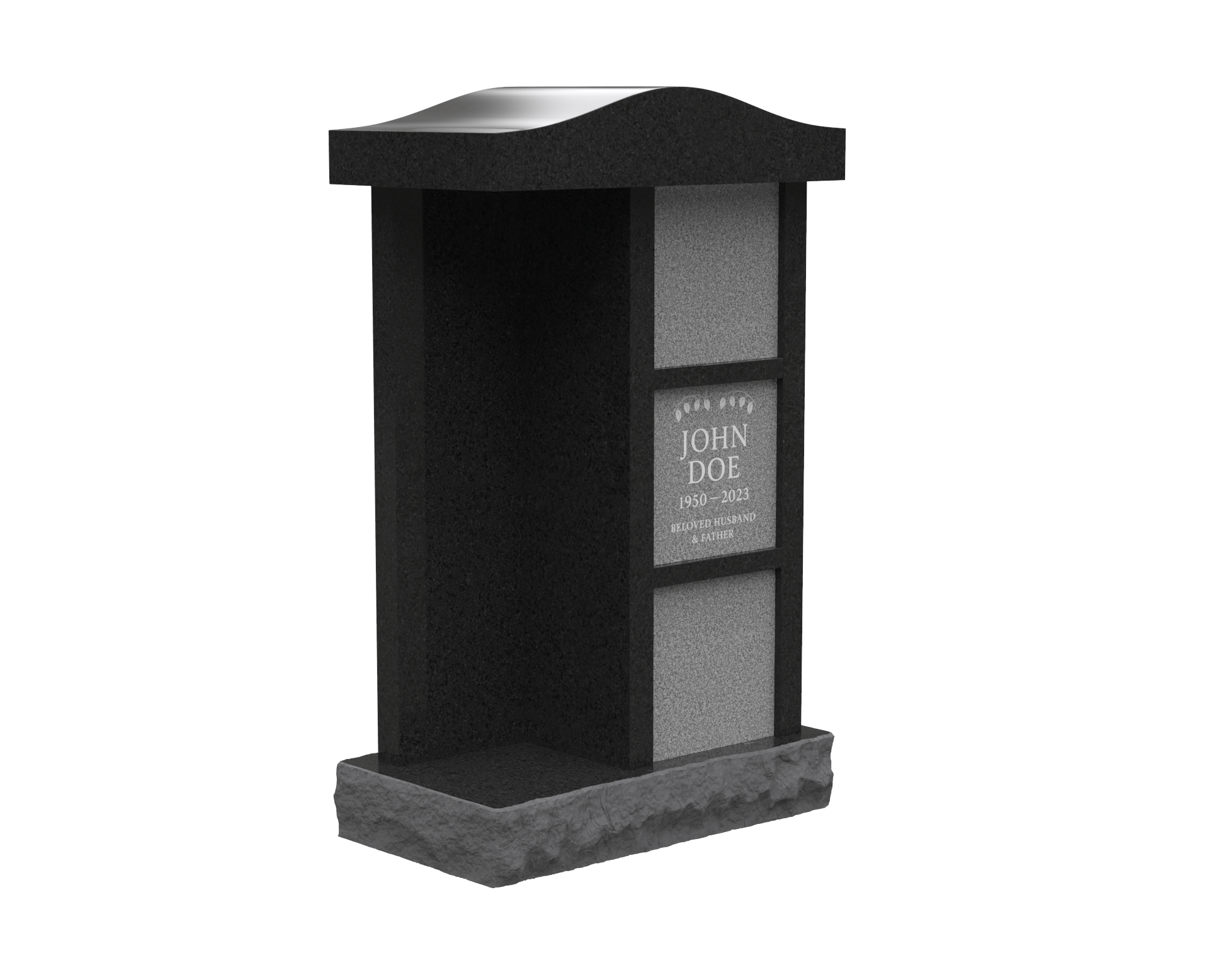 3-Niche Granite Columbarium with Arched Top