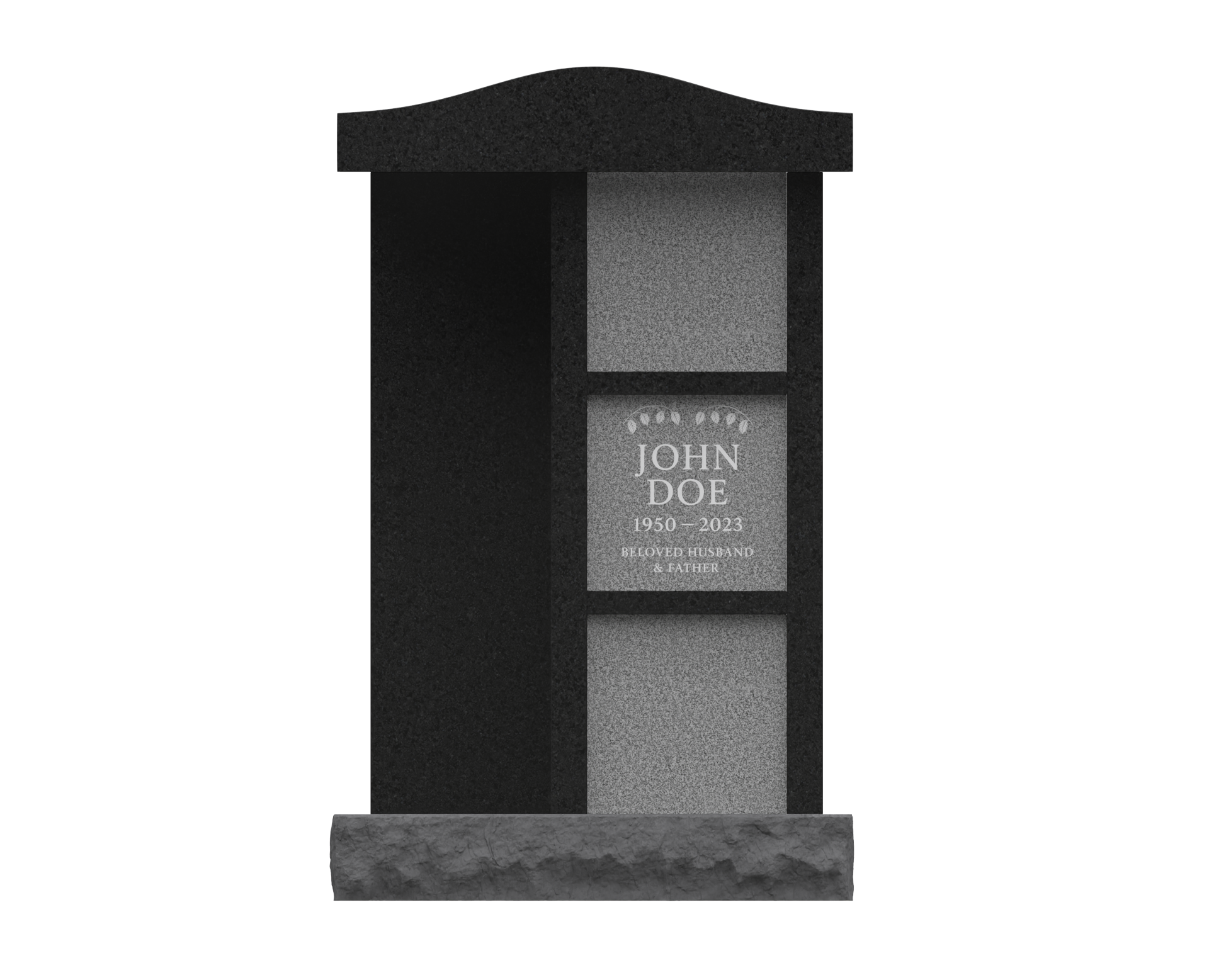 3-Niche Granite Columbarium with Arched Top