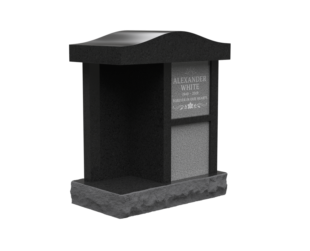 Compact 2-Niche Granite Cremation Niche Monument