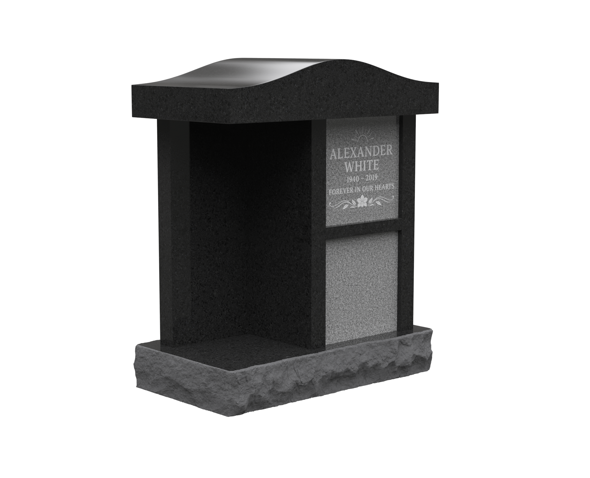 Compact 2-Niche Granite Cremation Niche Monument