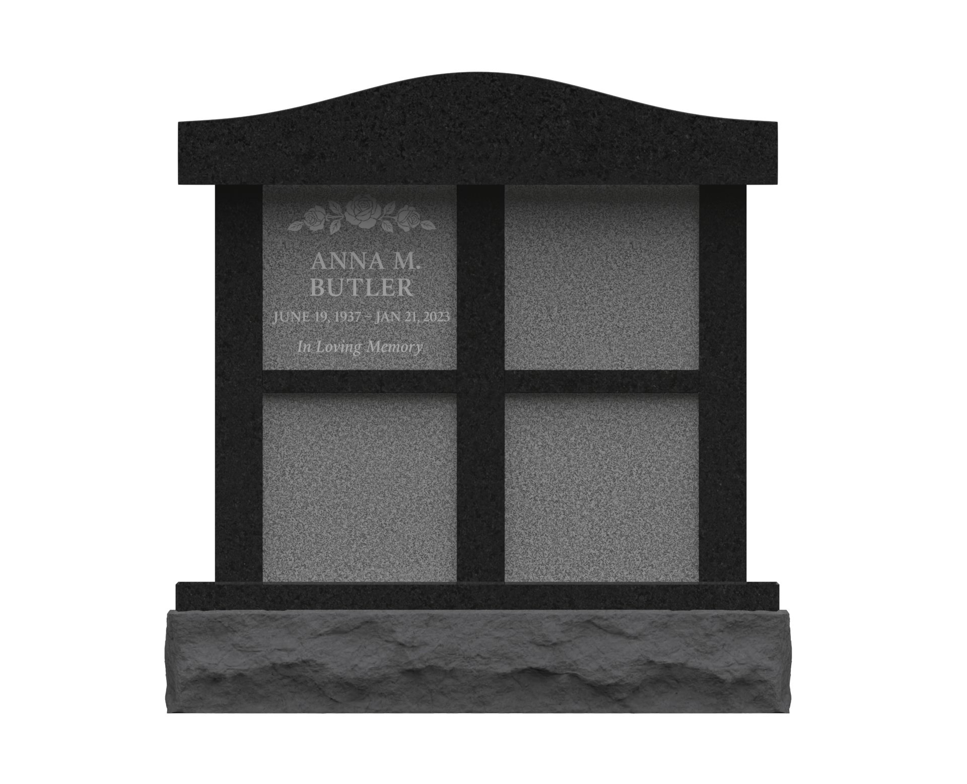 4-Niche Granite Columbarium with Arched Top