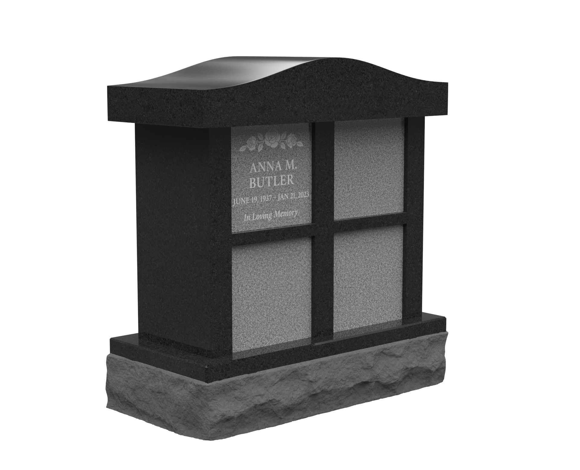 4-Niche Granite Columbarium with Arched Top