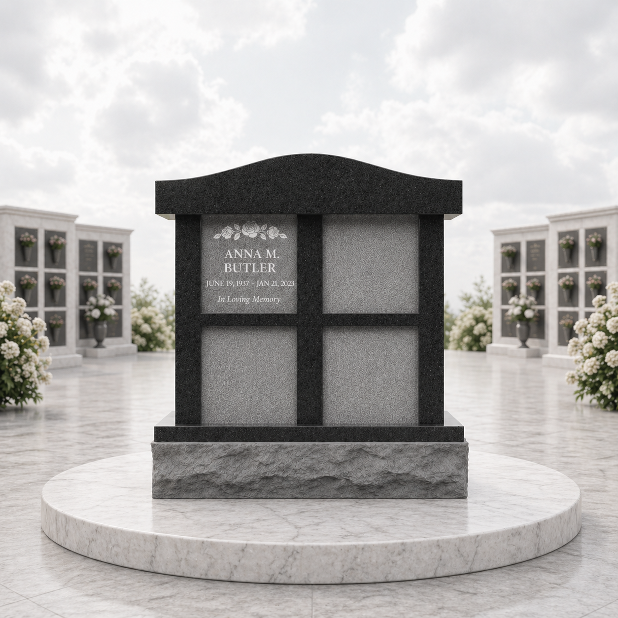 Serpentine Top 4-Niche Granite Columbarium